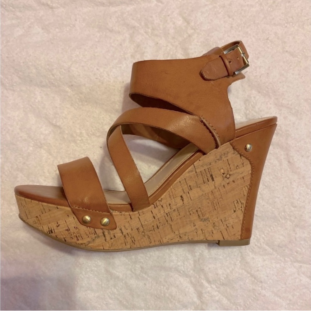 Guess- wedge. Size 8. Cork heel. 4.5 inch heel